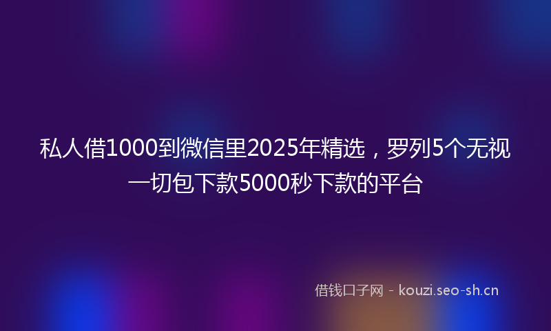私人借1000到微信里2025年精选，罗列5个无视一切包下款5000秒下款的平台