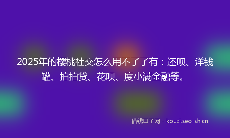 2025年的樱桃社交怎么用不了了有：还呗、洋钱罐、拍拍贷、花呗、度小满金融等。