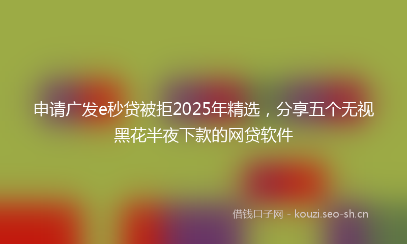 申请广发e秒贷被拒2025年精选，分享五个无视黑花半夜下款的网贷软件
