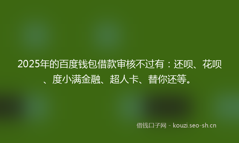 2025年的百度钱包借款审核不过有：还呗、花呗、度小满金融、超人卡、替你还等。