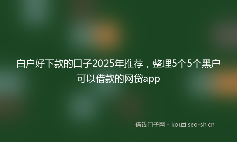 白户好下款的口子2025年推荐，整理5个5个黑户可以借款的网贷app