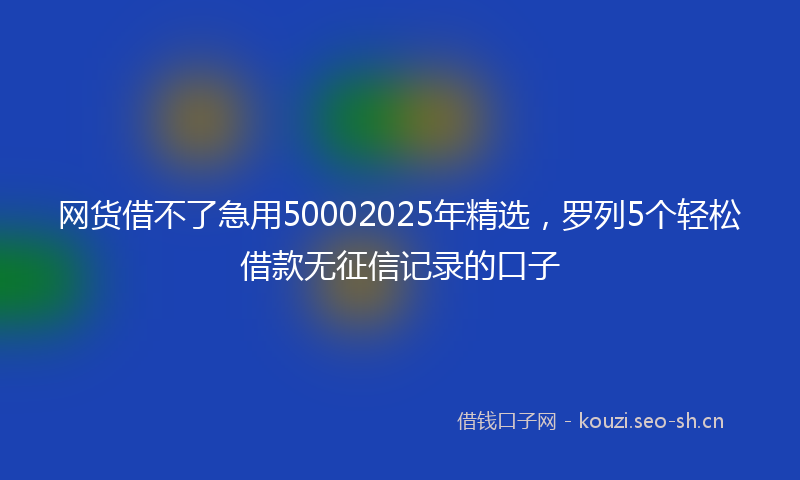 网货借不了急用50002025年精选，罗列5个轻松借款无征信记录的口子