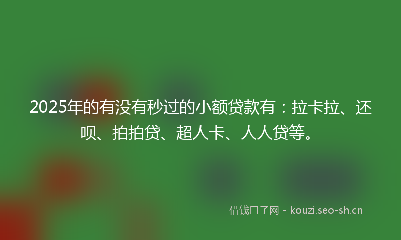 2025年的有没有秒过的小额贷款有：拉卡拉、还呗、拍拍贷、超人卡、人人贷等。