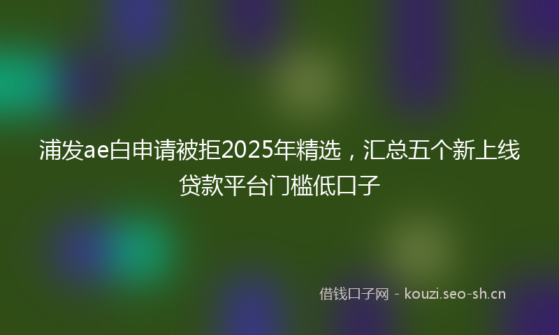 浦发ae白申请被拒2025年精选，汇总五个新上线贷款平台门槛低口子