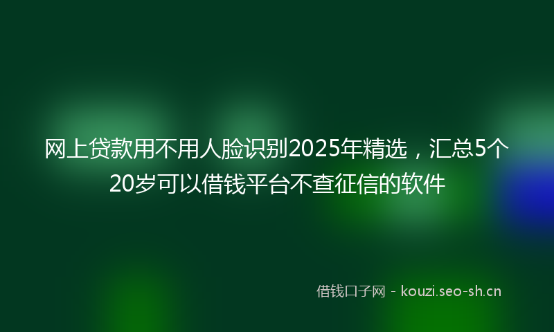 网上贷款用不用人脸识别2025年精选，汇总5个20岁可以借钱平台不查征信的软件
