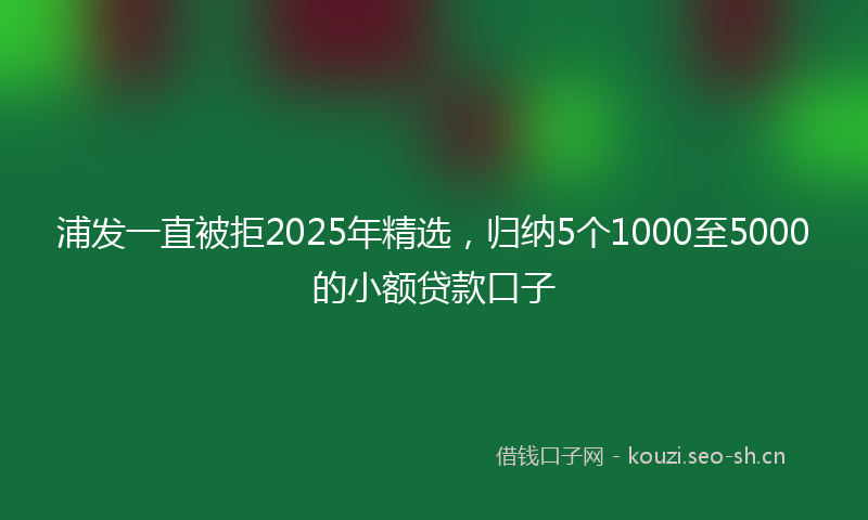 浦发一直被拒2025年精选，归纳5个1000至5000的小额贷款口子