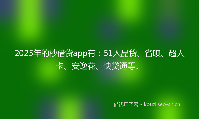 2025年的秒借贷app有：51人品贷、省呗、超人卡、安逸花、快贷通等。