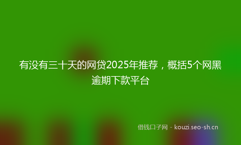 有没有三十天的网贷2025年推荐，概括5个网黑逾期下款平台