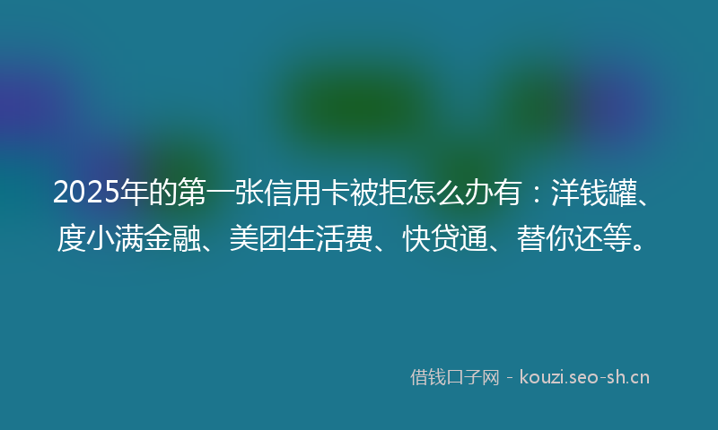 2025年的第一张信用卡被拒怎么办有：洋钱罐、度小满金融、美团生活费、快贷通、替你还等。
