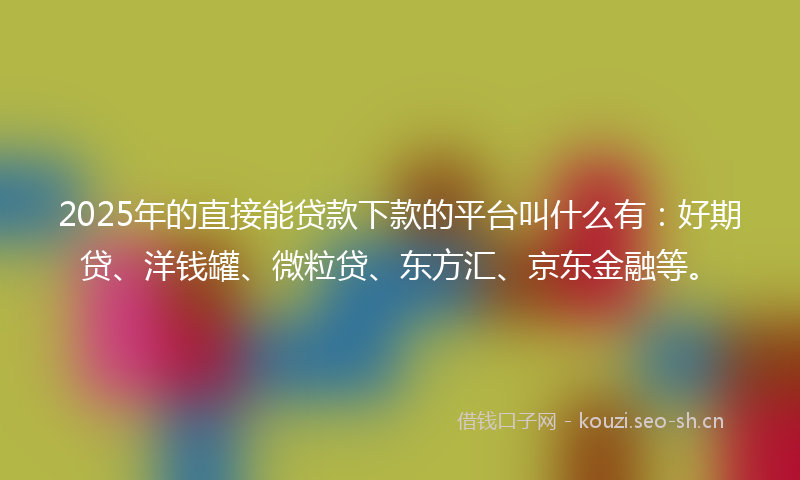 2025年的直接能贷款下款的平台叫什么有：好期贷、洋钱罐、微粒贷、东方汇、京东金融等。