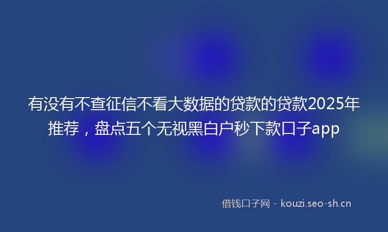 有没有不查征信不看大数据的贷款的贷款2025年推荐，盘点五个无视黑白户秒下款口子app