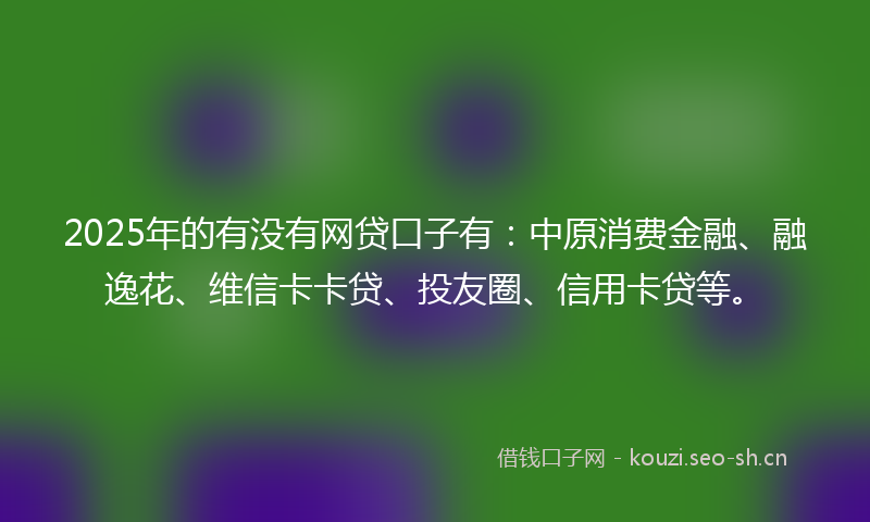 2025年的有没有网贷口子有：中原消费金融、融逸花、维信卡卡贷、投友圈、信用卡贷等。