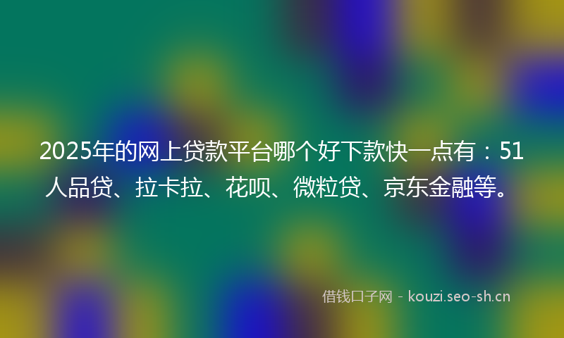 2025年的网上贷款平台哪个好下款快一点有：51人品贷、拉卡拉、花呗、微粒贷、京东金融等。