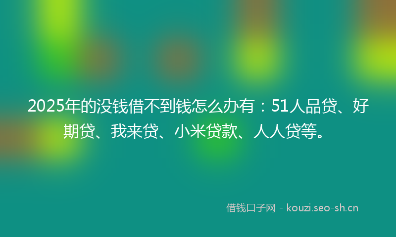 2025年的没钱借不到钱怎么办有：51人品贷、好期贷、我来贷、小米贷款、人人贷等。