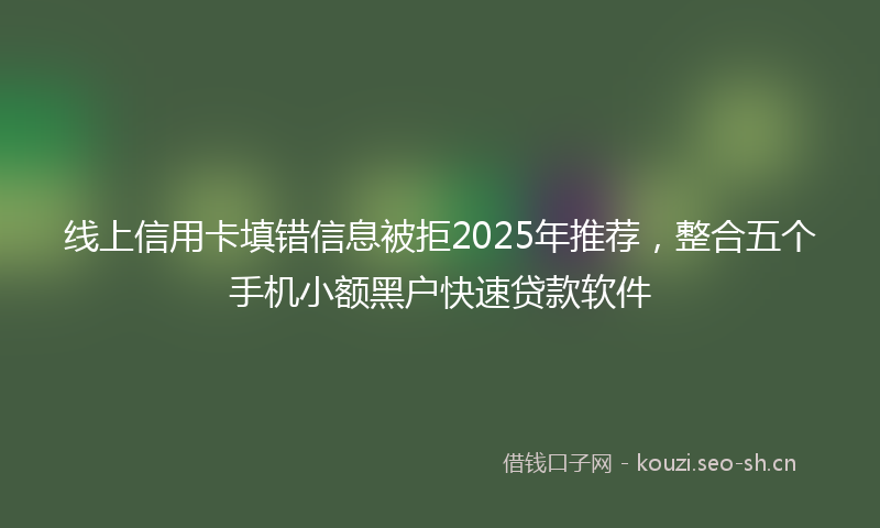 线上信用卡填错信息被拒2025年推荐，整合五个手机小额黑户快速贷款软件