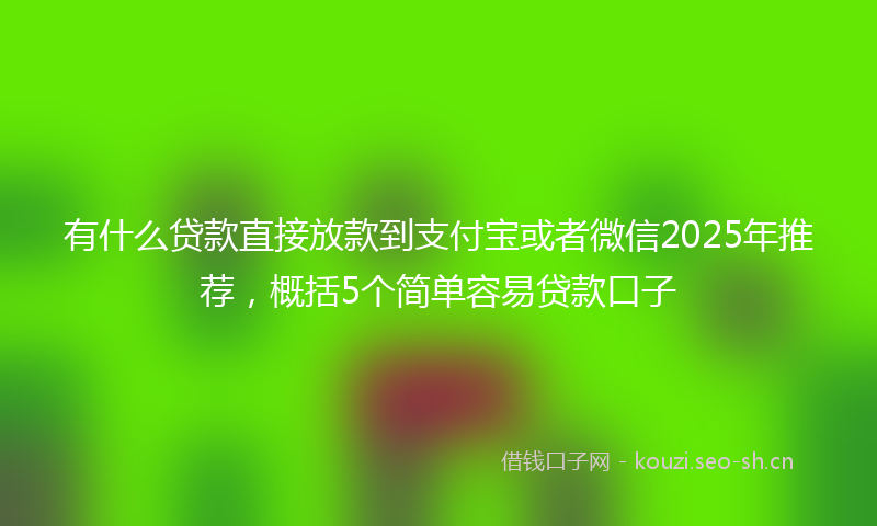 有什么贷款直接放款到支付宝或者微信2025年推荐,概括5个简单容易贷款口子