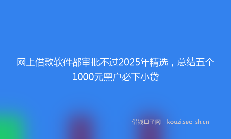 网上借款软件都审批不过2025年精选，总结五个1000元黑户必下小贷