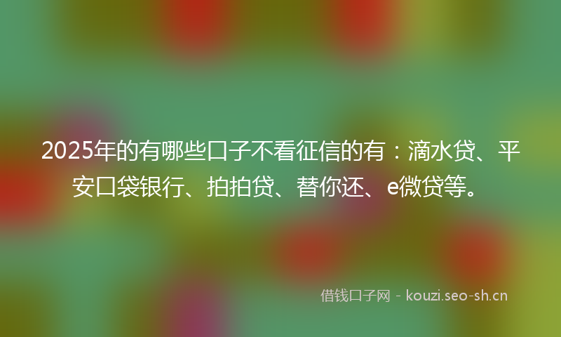 2025年的有哪些口子不看征信的有：滴水贷、平安口袋银行、拍拍贷、替你还、e微贷等。