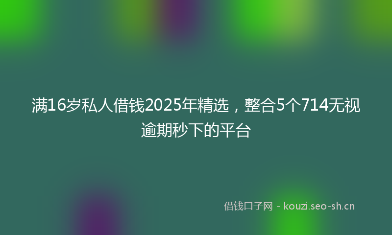 满16岁私人借钱2025年精选，整合5个714无视逾期秒下的平台