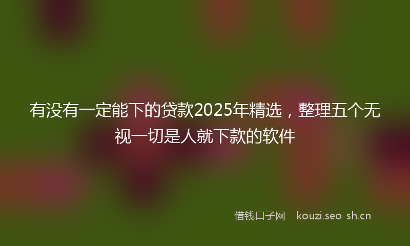 有没有一定能下的贷款2025年精选，整理五个无视一切是人就下款的软件