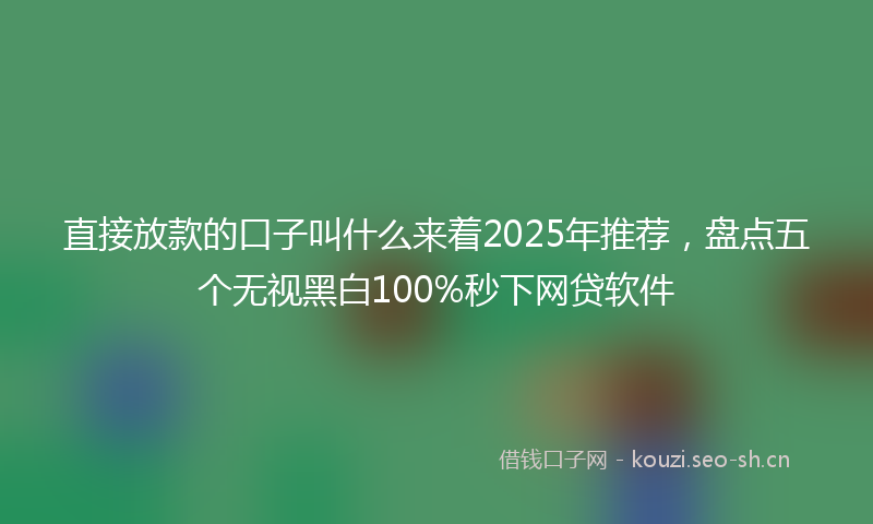 直接放款的口子叫什么来着2025年推荐，盘点五个无视黑白100%秒下网贷软件