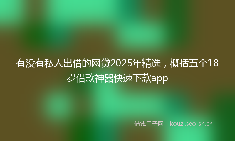 有没有私人出借的网贷2025年精选，概括五个18岁借款神器快速下款app