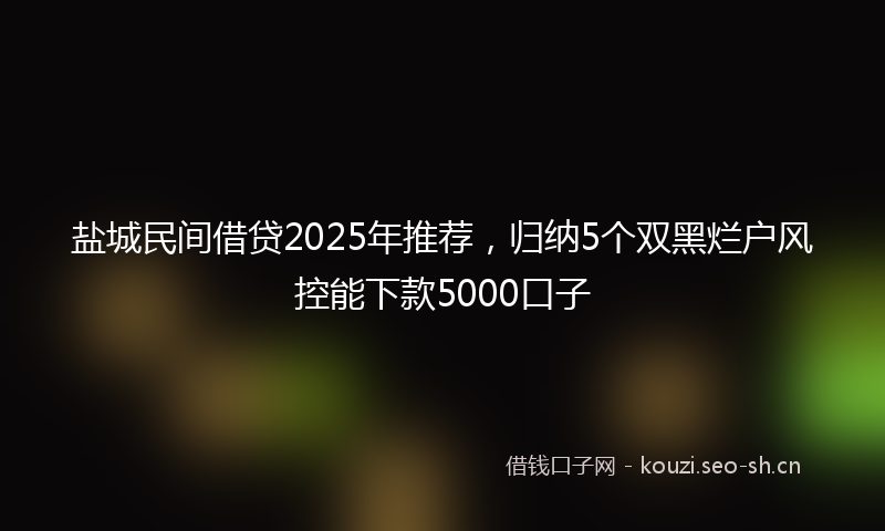 盐城民间借贷2025年推荐，归纳5个双黑烂户风控能下款5000口子