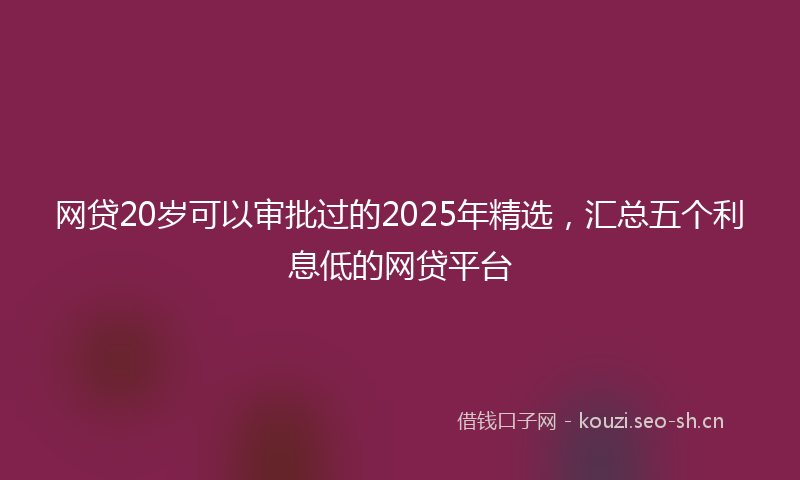 网贷20岁可以审批过的2025年精选，汇总五个利息低的网贷平台