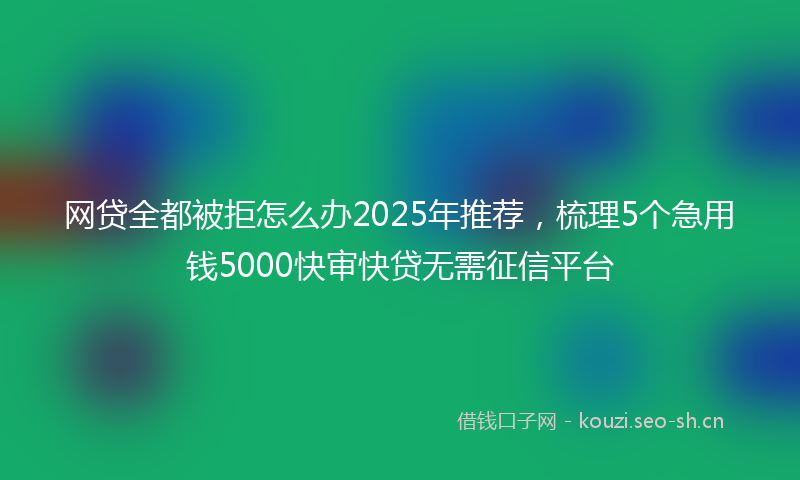 网贷全都被拒怎么办2025年推荐，梳理5个急用钱5000快审快贷无需征信平台