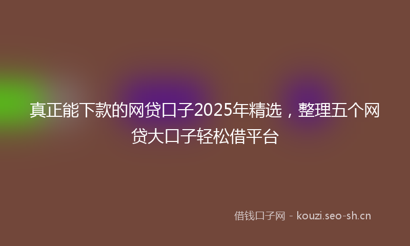 真正能下款的网贷口子2025年精选，整理五个网贷大口子轻松借平台