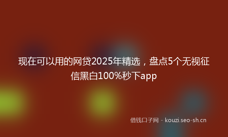 现在可以用的网贷2025年精选，盘点5个无视征信黑白100%秒下app