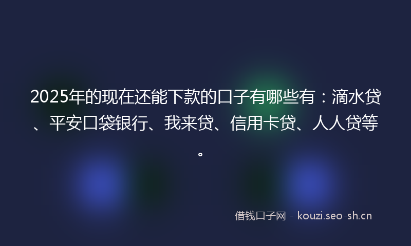 2025年的现在还能下款的口子有哪些有：滴水贷、平安口袋银行、我来贷、信用卡贷、人人贷等。