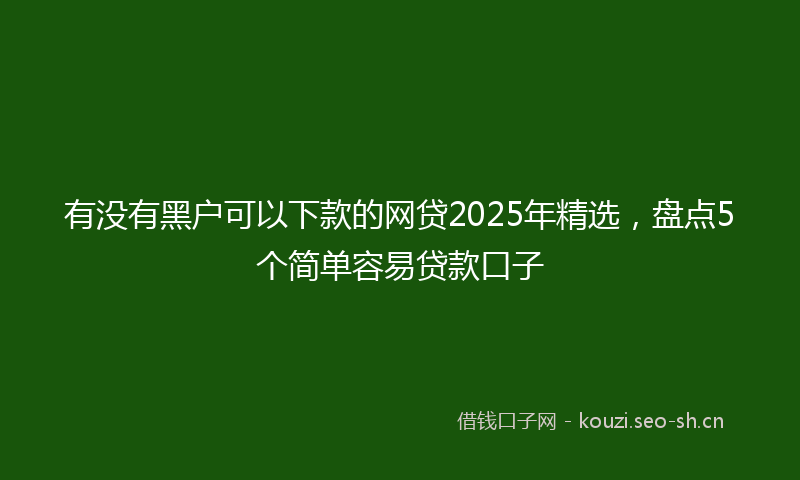 有没有黑户可以下款的网贷2025年精选，盘点5个简单容易贷款口子