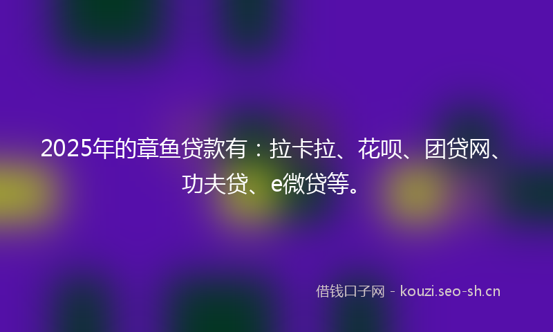 2025年的章鱼贷款有：拉卡拉、花呗、团贷网、功夫贷、e微贷等。