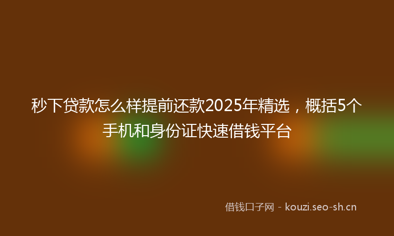 秒下贷款怎么样提前还款2025年精选，概括5个手机和身份证快速借钱平台