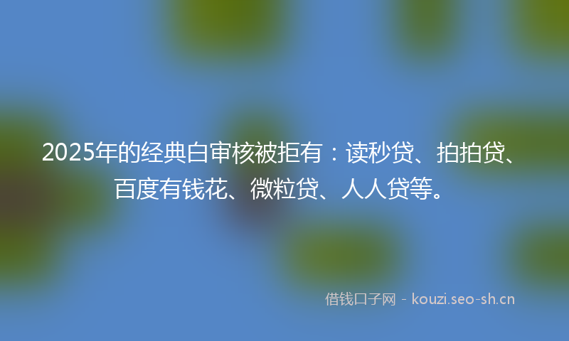 2025年的经典白审核被拒有：读秒贷、拍拍贷、百度有钱花、微粒贷、人人贷等。