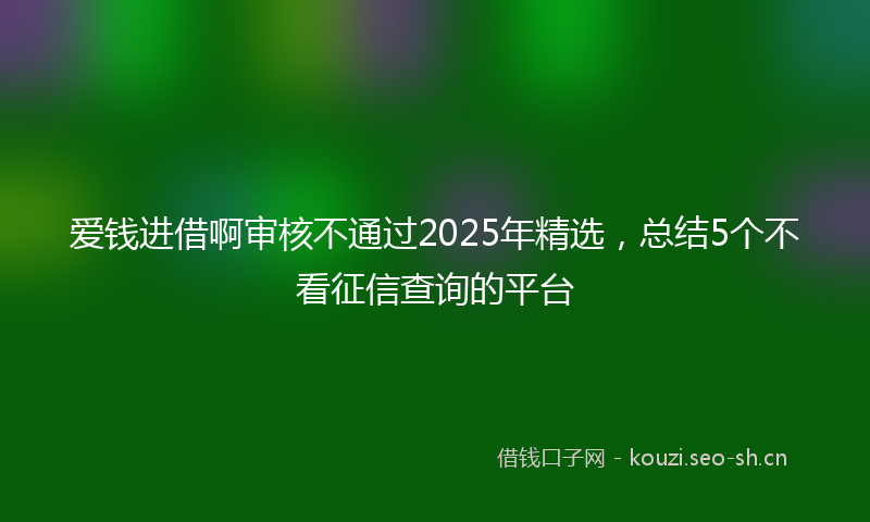 爱钱进借啊审核不通过2025年精选，总结5个不看征信查询的平台