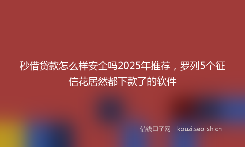 秒借贷款怎么样安全吗2025年推荐，罗列5个征信花居然都下款了的软件
