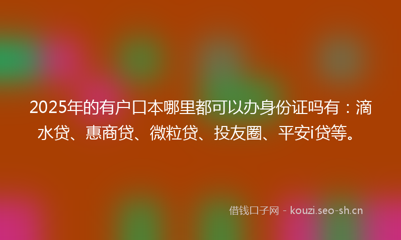 2025年的有户口本哪里都可以办身份证吗有：滴水贷、惠商贷、微粒贷、投友圈、平安i贷等。