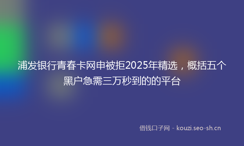 浦发银行青春卡网申被拒2025年精选，概括五个黑户急需三万秒到的的平台