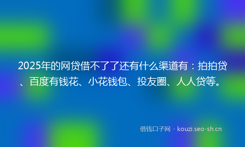 2025年的网贷借不了了还有什么渠道有：拍拍贷、百度有钱花、小花钱包、投友圈、人人贷等。