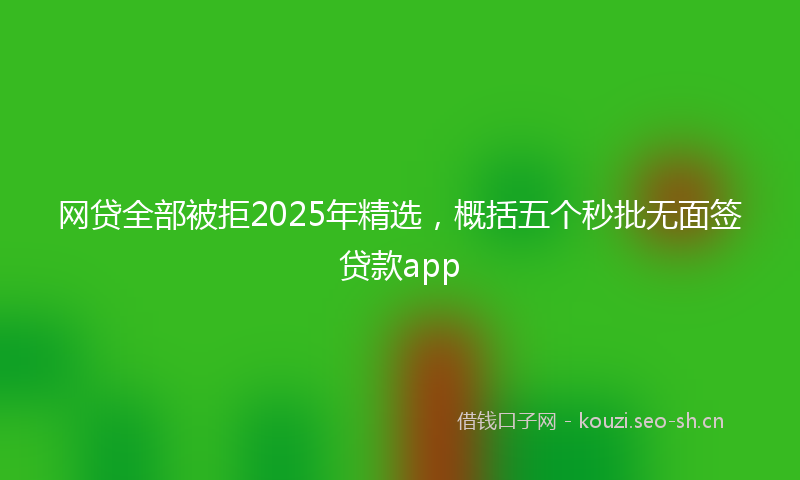 网贷全部被拒2025年精选，概括五个秒批无面签贷款app