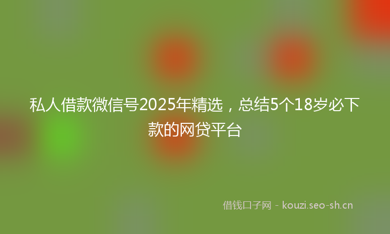 私人借款微信号2025年精选，总结5个18岁必下款的网贷平台