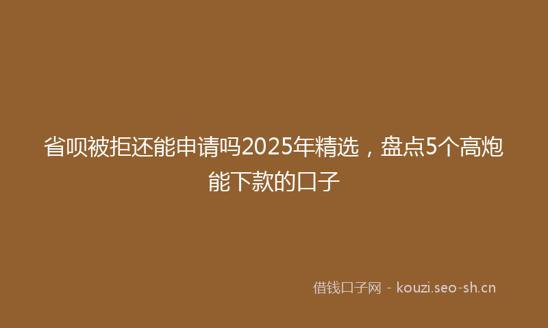 省呗被拒还能申请吗2025年精选，盘点5个高炮能下款的口子