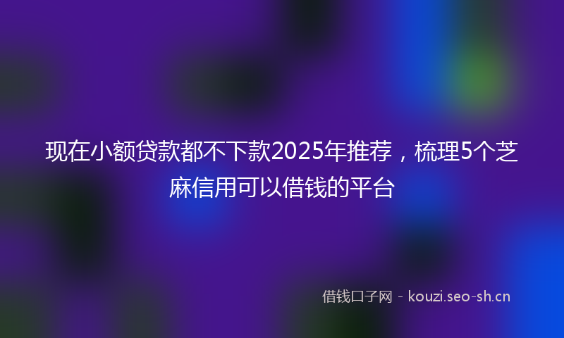 现在小额贷款都不下款2025年推荐，梳理5个芝麻信用可以借钱的平台