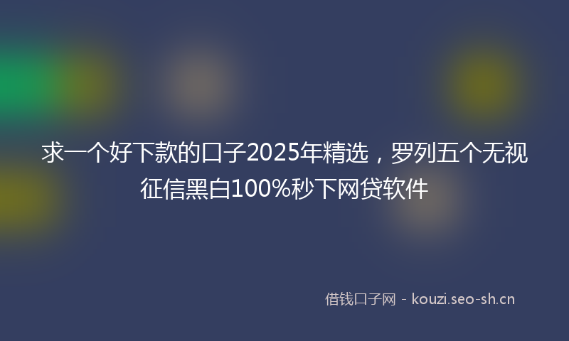 求一个好下款的口子2025年精选，罗列五个无视征信黑白100%秒下网贷软件