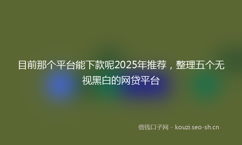 目前那个平台能下款呢2025年推荐，整理五个无视黑白的网贷平台