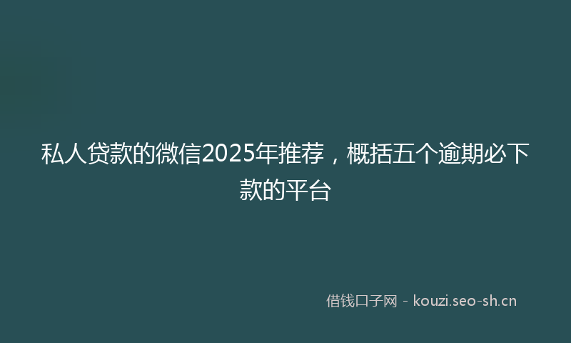 私人贷款的微信2025年推荐，概括五个逾期必下款的平台