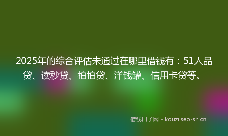 2025年的综合评估未通过在哪里借钱有：51人品贷、读秒贷、拍拍贷、洋钱罐、信用卡贷等。