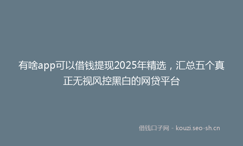 有啥app可以借钱提现2025年精选，汇总五个真正无视风控黑白的网贷平台